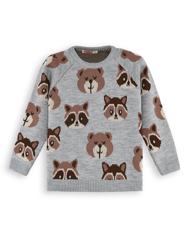 Denokids Bear&Raccoon Boy Knit Jumper - Image 3